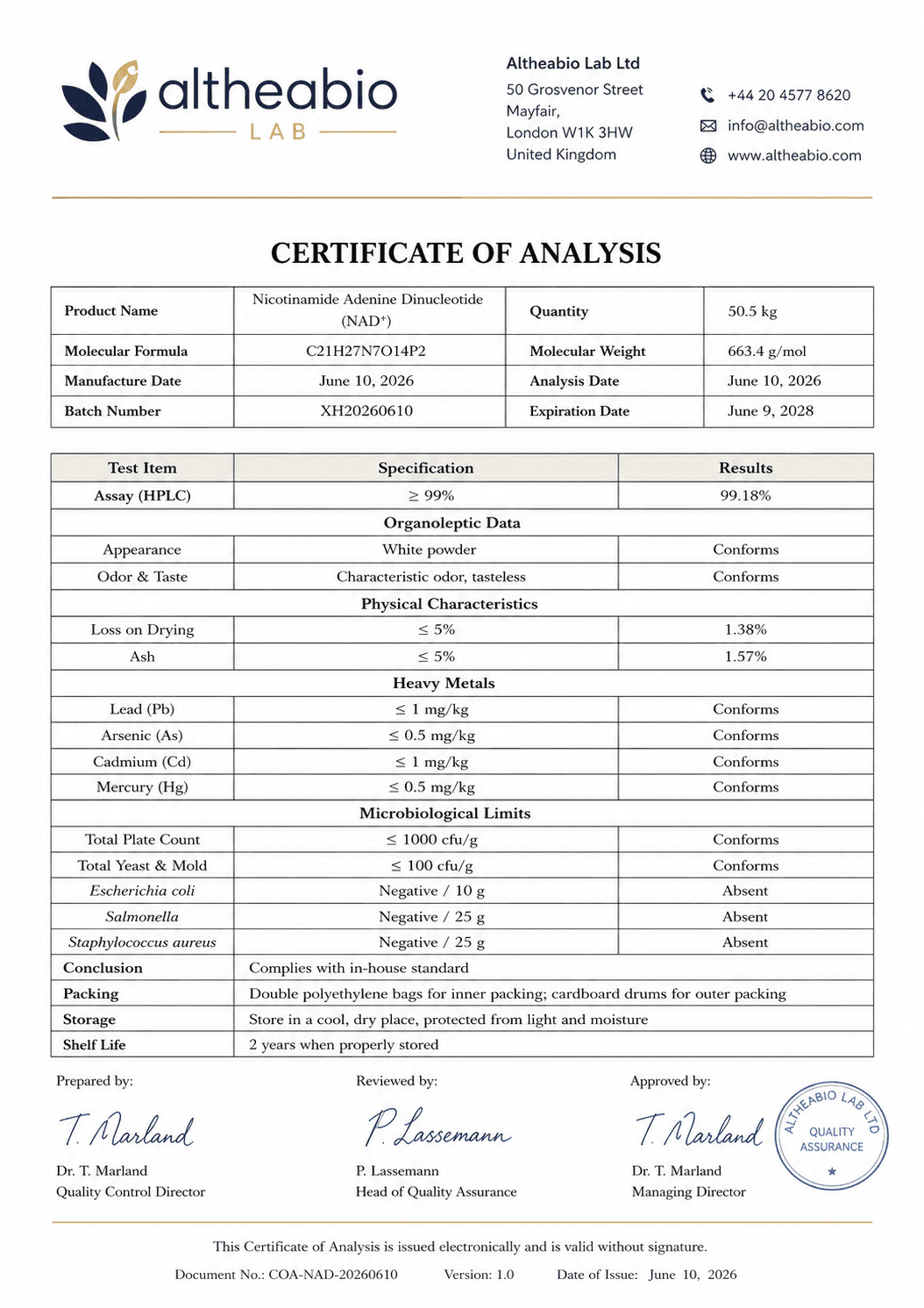 COA for NAD+